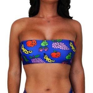 Hoaka x Pony fruit bandeau neoprene bikini top Medium -smoothie print